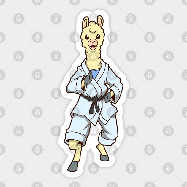 Cartoon llama doing judo Sticker by Modern Medieval Design